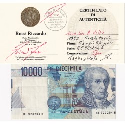 10000 LIRE ALESSANDRO VOLTA 1992  ERRORE DI TAGLIO